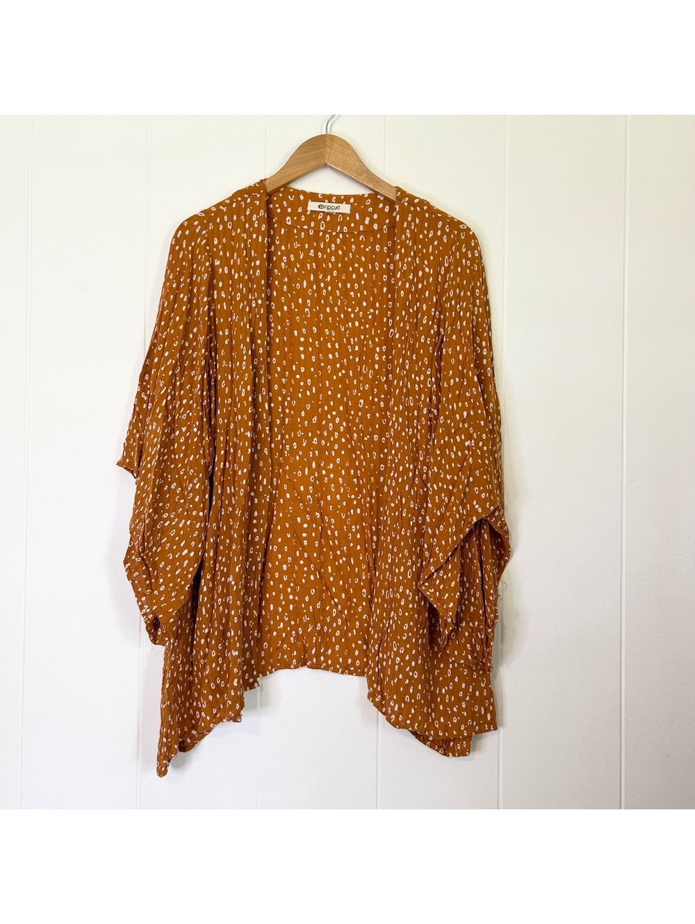 Rip Curl Brown Orange Bell Sleeve Open Cardigan Cover Up Sweater Women's Medium